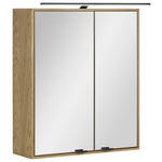 SPIEGELSCHRANK 60/70/20 cm  - Eichefarben/Schwarz, KONVENTIONELL, Glas/Holz (60/70/20cm) - Linea Natura