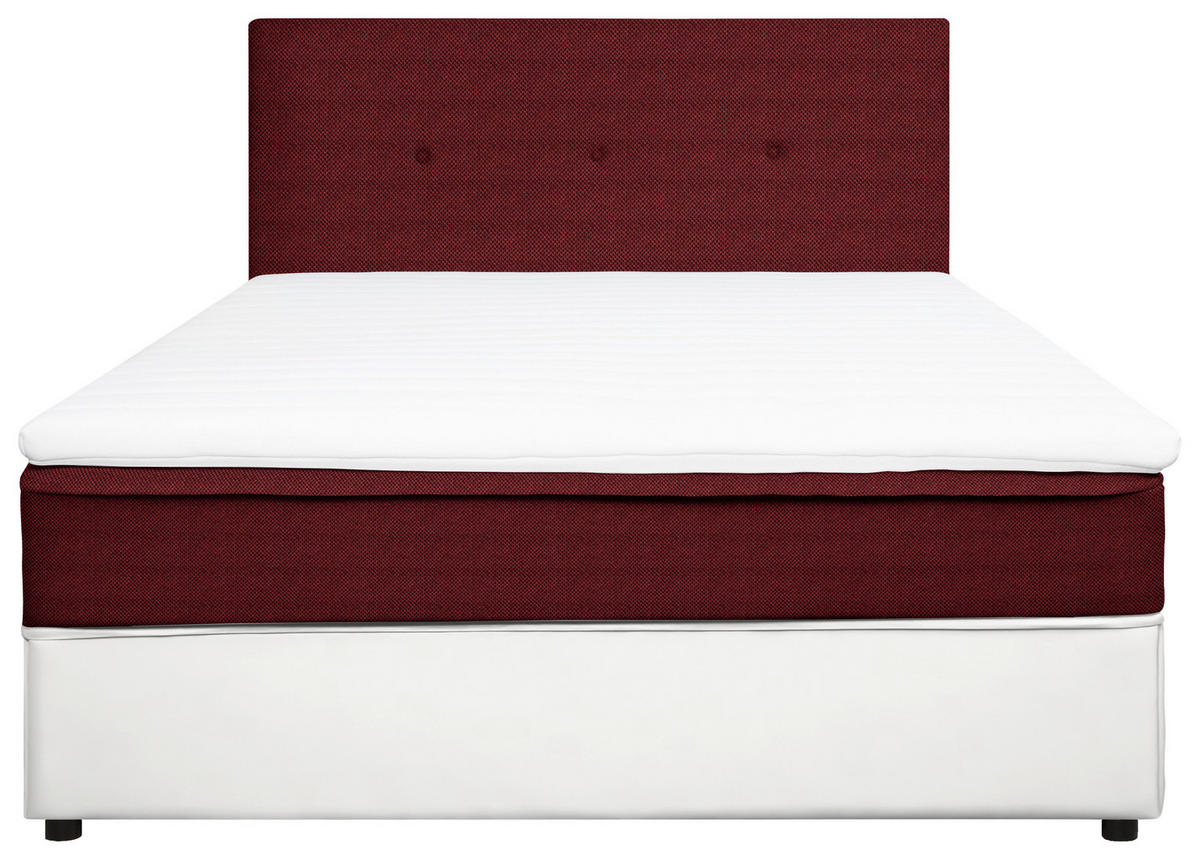 BOX-ÁGY 140/200 cm  piros, fehér  - fekete/piros, Konventionell, textil/fa (140/200cm) - Carryhome