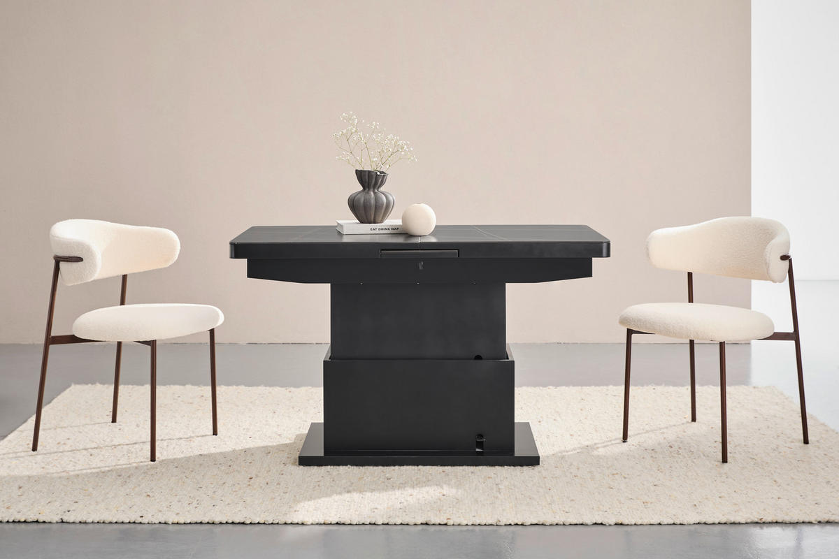 SOFFBORD i metall, keramik 125-150/49,5-79/70 cm  - svart, Design, metall/keramik (125-150/49,5-79/70cm) - Livetastic