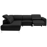 ECKSOFA in Echtleder Schwarz  - Chromfarben/Schwarz, Design, Leder/Metall (223/290cm) - Pure Home Lifestyle