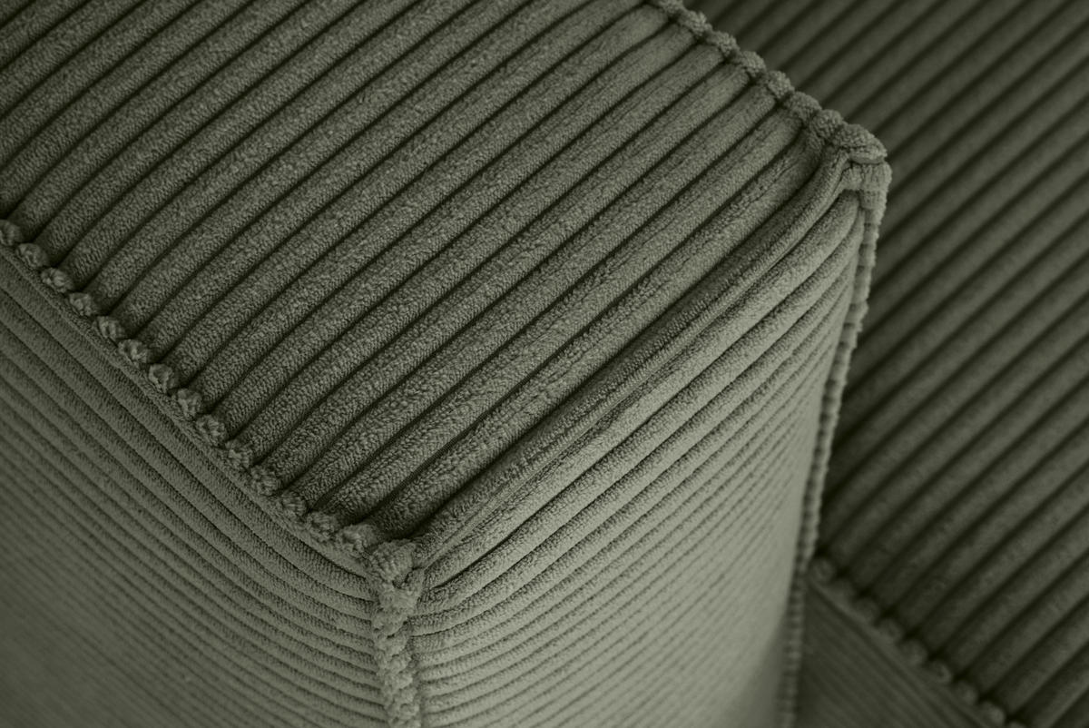 ECKSOFA in Feincord Olivgrün  - Schwarz/Olivgrün, Konventionell, Kunststoff/Textil (242/151cm) - Carryhome