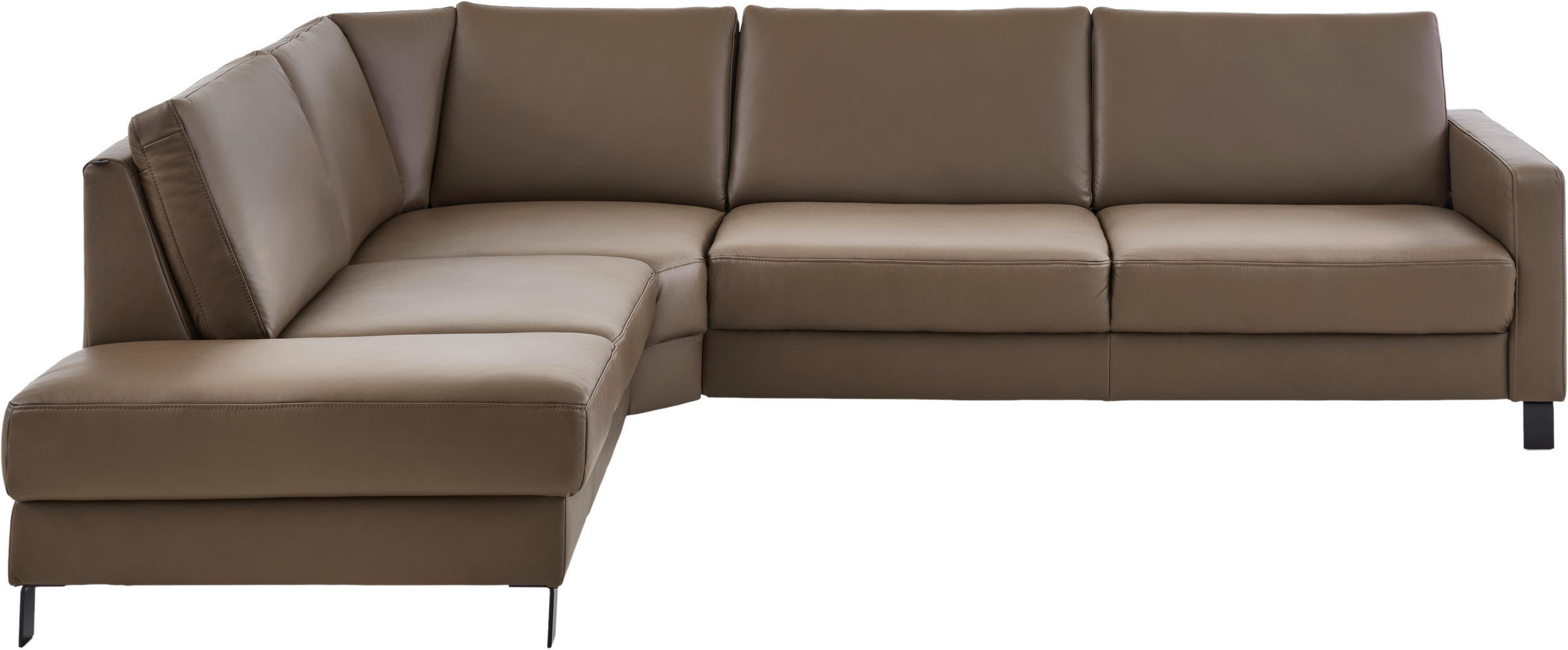 ECKSOFA Echtleder Braun  - Schwarz/Braun, Konventionell, Leder/Metall (243/306cm) - Dieter Knoll
