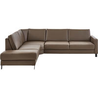 ECKSOFA Echtleder Braun  - Schwarz/Braun, Konventionell, Leder/Metall (243/306cm) - Dieter Knoll