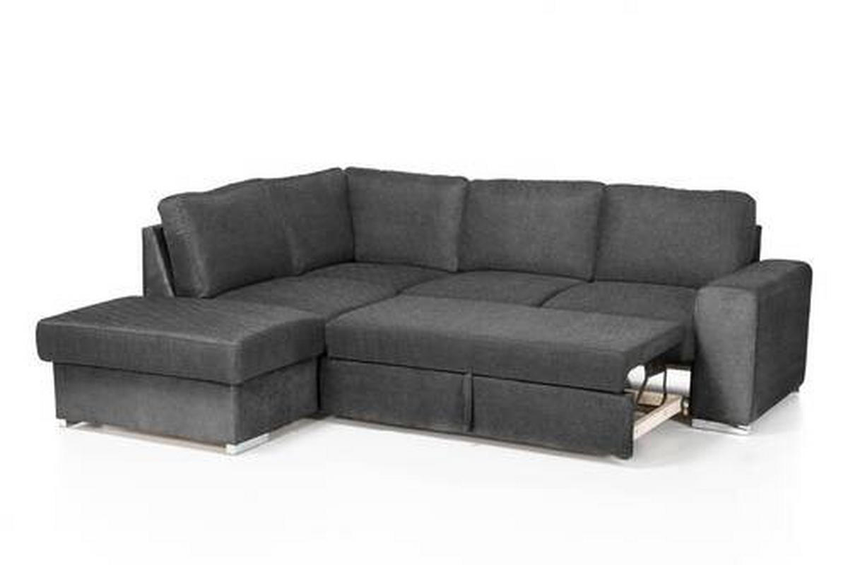 ECKSOFA in Mikrofaser Dunkelgrau  - Chromfarben/Dunkelgrau, Konventionell, Textil/Metall (213/248cm) - MID.YOU