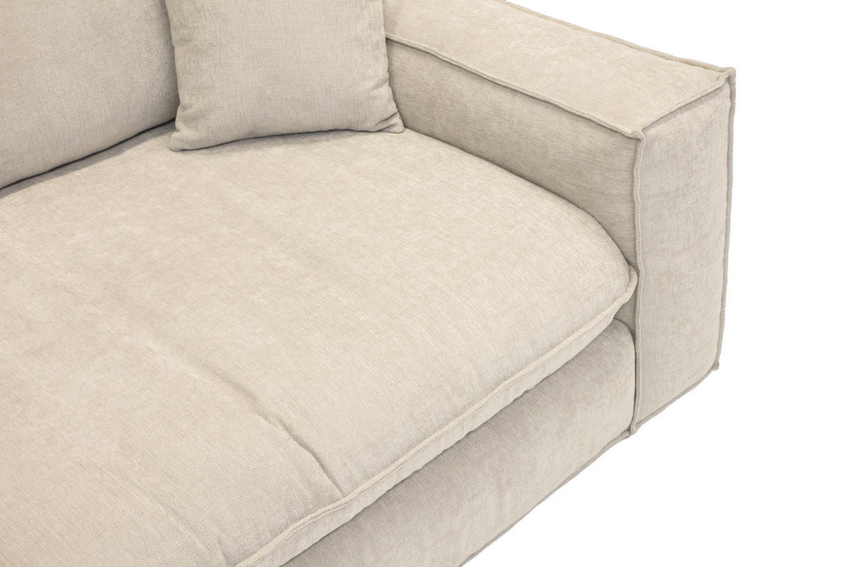 BIGSOFA Chenille Creme  - Creme/Schwarz, MODERN, Kunststoff/Textil (255/76/117cm) - Milino