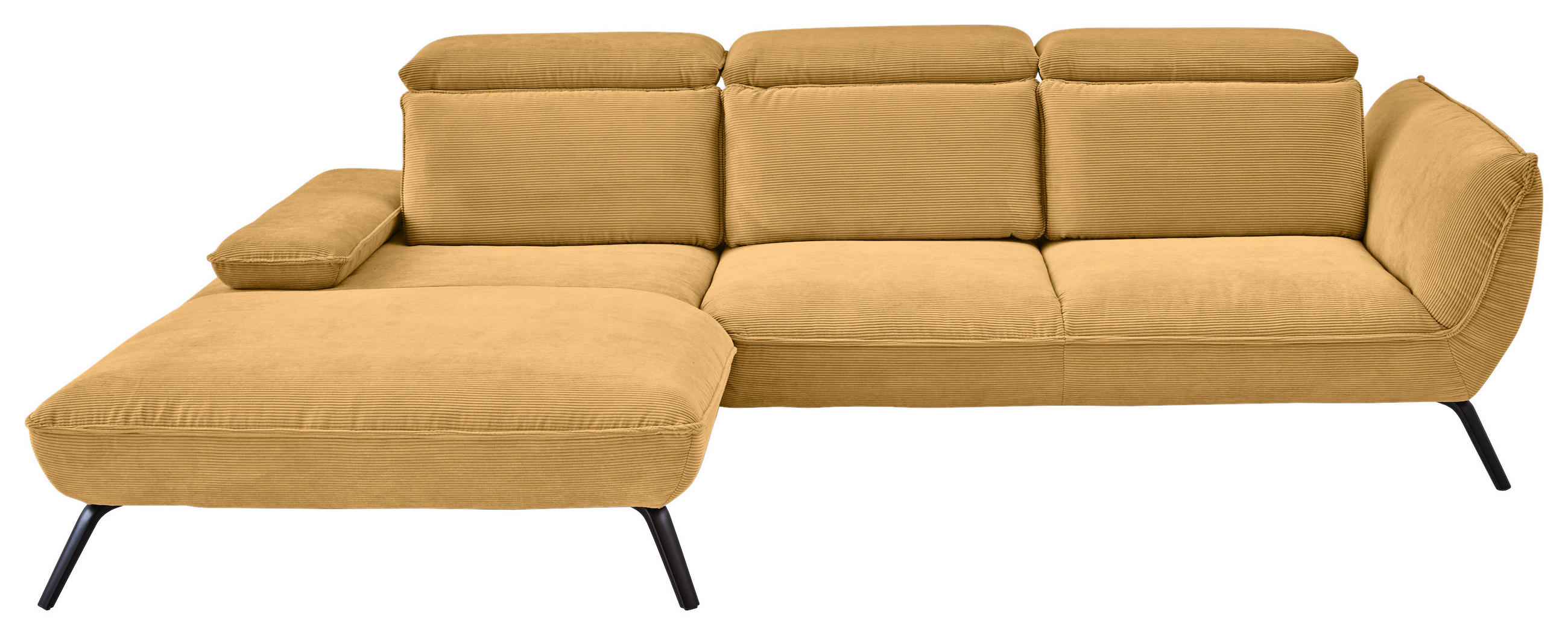 ECKSOFA in Cord Currygelb  202/301 cm  - Currygelb/Schwarz, Design, Textil/Metall (301/196cm) - Moderano
