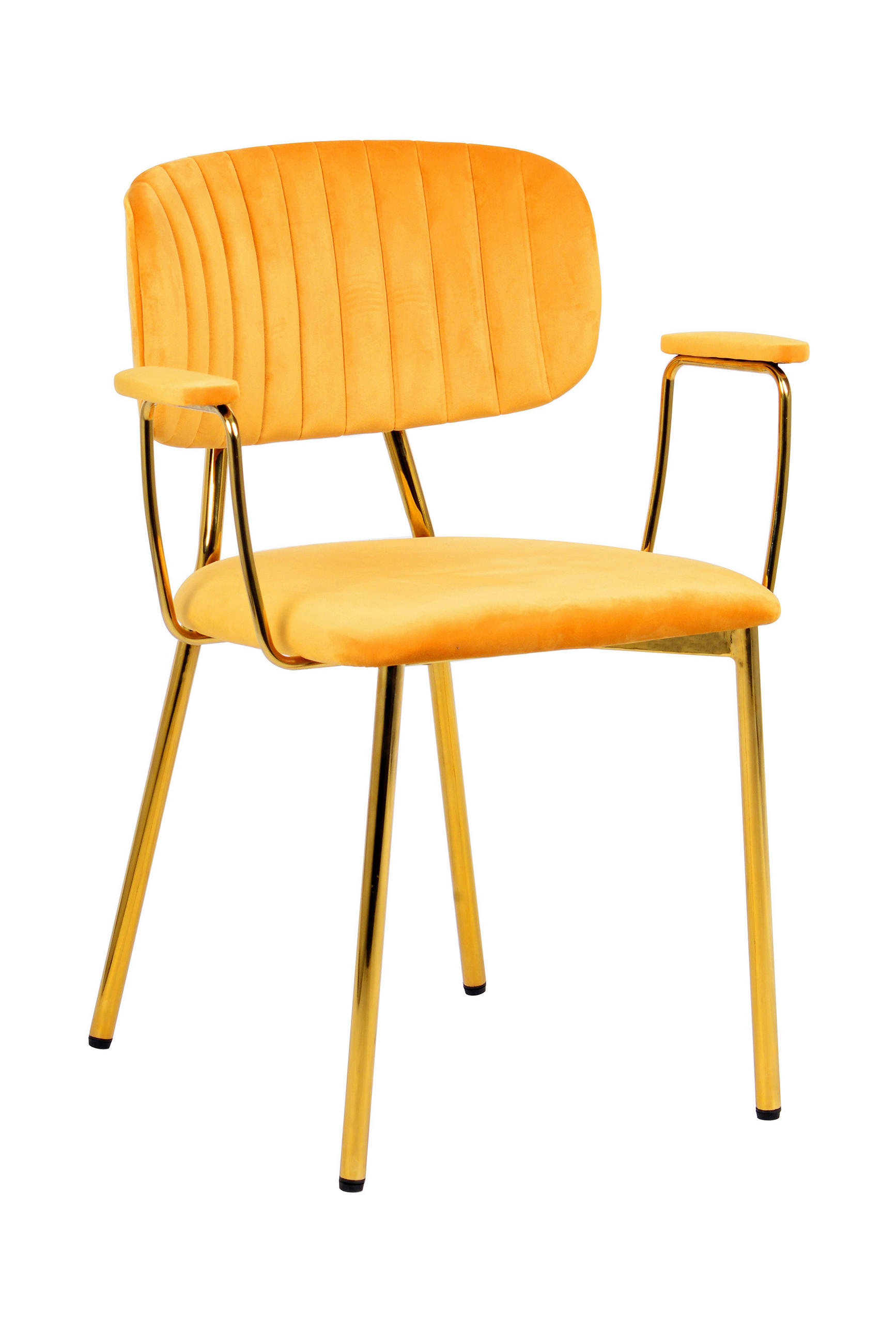 ARMLEHNSTUHL-SET 2 Stück  in Samt  - Goldfarben/Orange, MODERN, Textil/Metall (63/80/51cm) - Kayoom