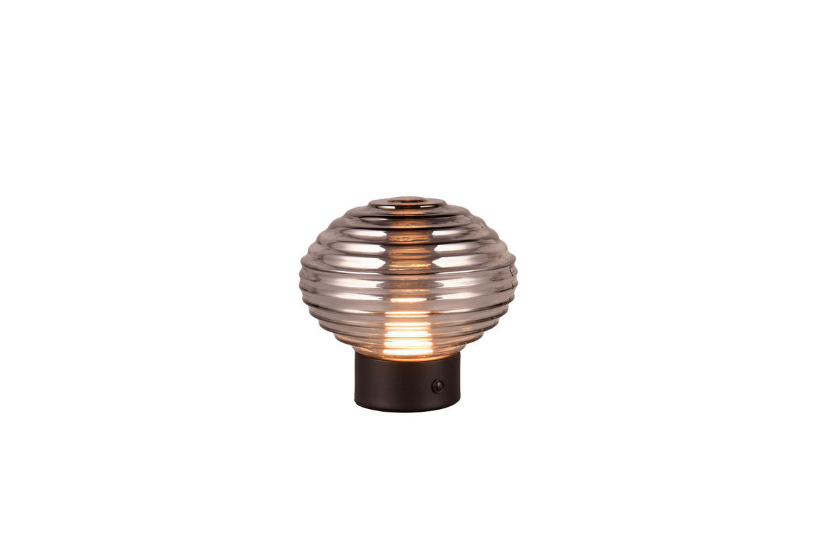 AKKU-TISCHLEUCHTE - Schwarz/Grau, Konventionell, Glas/Metall (15,5/14,5cm)