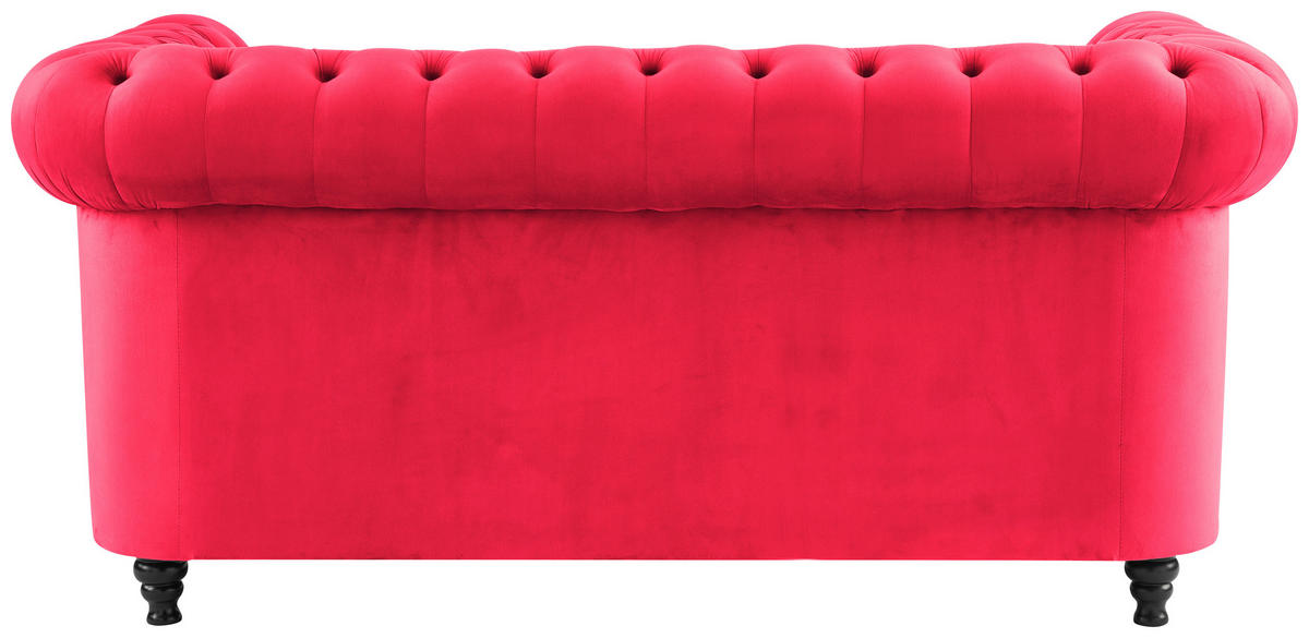 CHESTERFIELD-SOFA Samt Rot, Schwarz  - Rot/Schwarz, Trend, Holz/Textil (165/75/87cm) - Xora