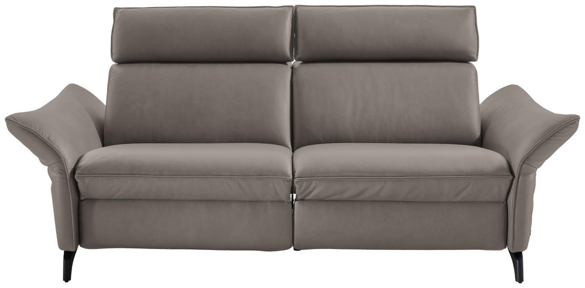 2,5-SITZER in Echtleder Graubraun  - Anthrazit/Graubraun, Design, Leder/Metall (194/94/95cm) - Himolla
