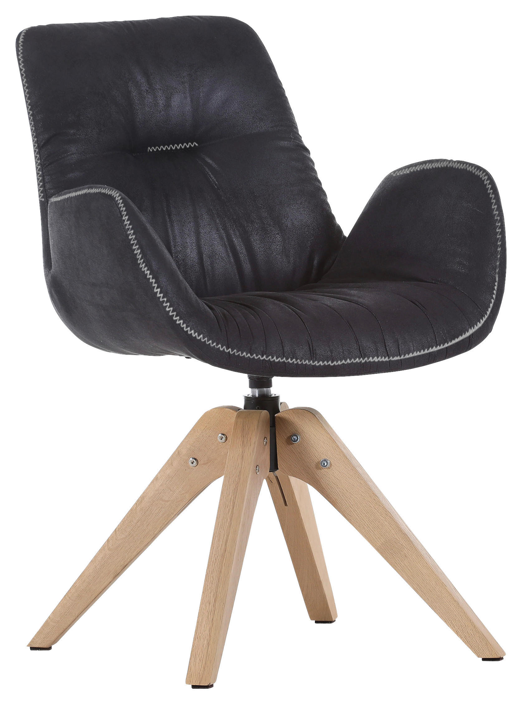 ARMLEHNSTUHL  Sitzfläche 360° drehbar Mikrofaser  Eichefarben, Dunkelgrau  - Eichefarben/Dunkelgrau, Design, Holz/Textil (60/84/60cm) - Linea Natura