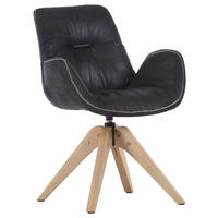 ARMLEHNSTUHL  Sitzfläche 360° drehbar Mikrofaser  Eichefarben, Dunkelgrau  - Eichefarben/Dunkelgrau, Design, Holz/Textil (60/84/60cm) - Linea Natura