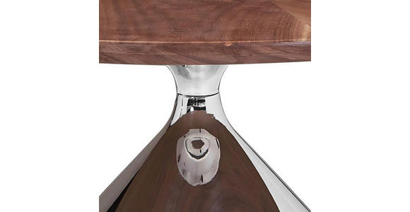 COUCHTISCH Ligneo Walnuss furniert 90/90/41 cm rund Walnussfarben  - Edelstahlfarben/Walnussfarben, Design, Holz/Metall (90/90/41cm) - Novel