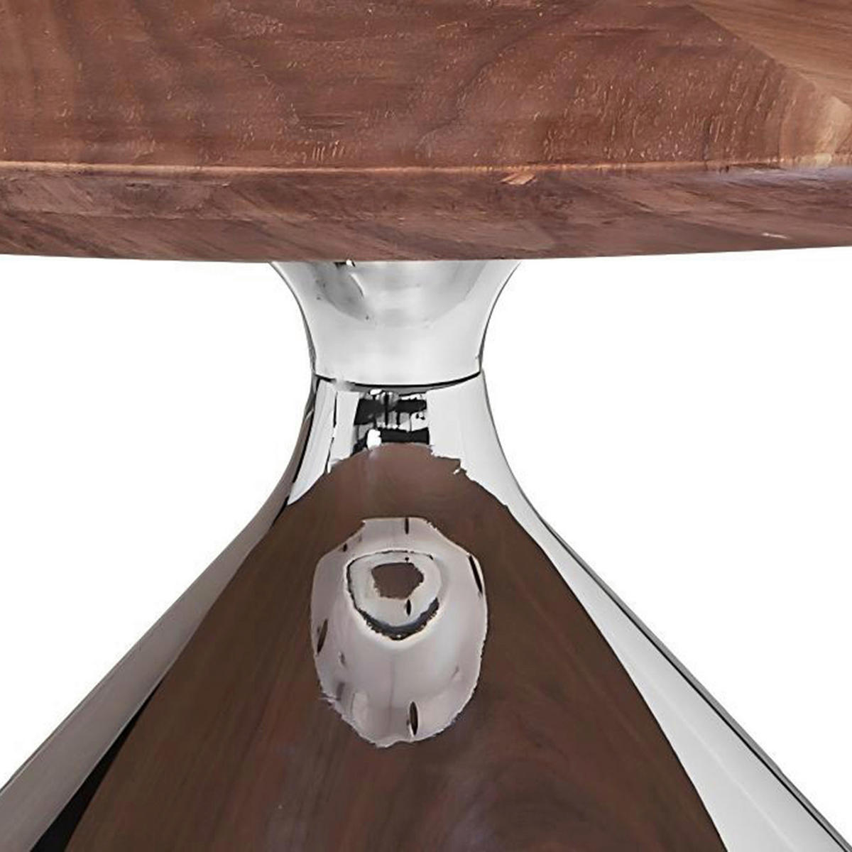 COUCHTISCH Ligneo Walnuss furniert 90/90/41 cm rund Walnussfarben  - Edelstahlfarben/Walnussfarben, Design, Holz/Metall (90/90/41cm) - Novel