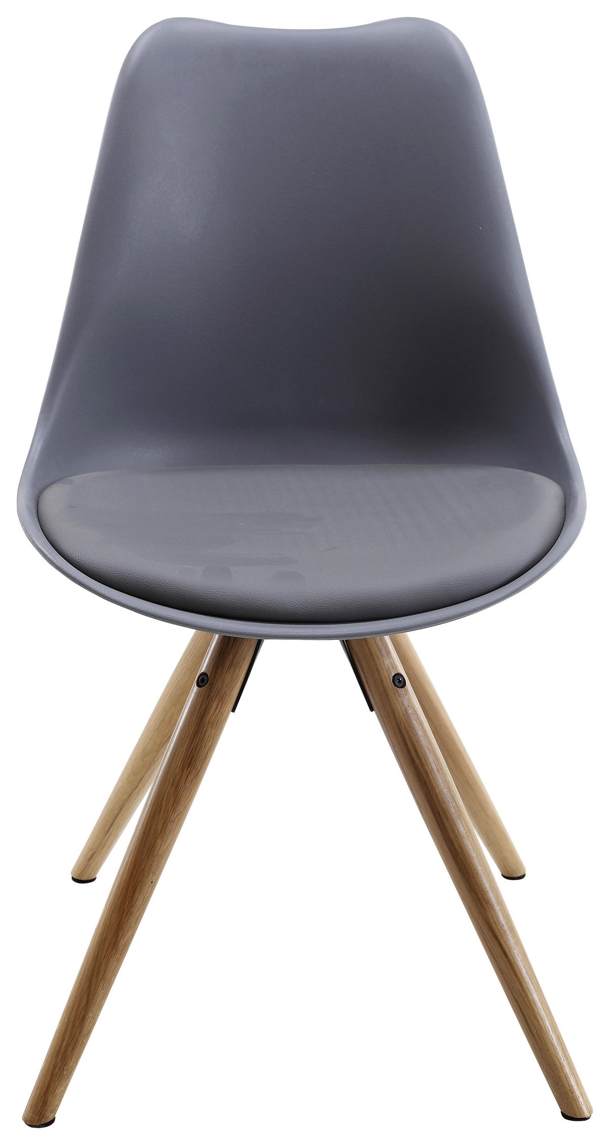STUHL Lederlook Naturfarben, Grau  - Naturfarben/Grau, LIFESTYLE, Holz/Kunststoff (48,5/85/55cm) - Livetastic