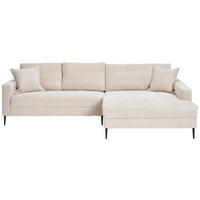ECKSOFA Creme Cord  - Creme/Schwarz, KONVENTIONELL, Textil/Metall (276/173cm) - Carryhome