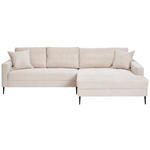 ECKSOFA Creme Cord  - Creme/Schwarz, KONVENTIONELL, Textil/Metall (276/173cm) - Carryhome