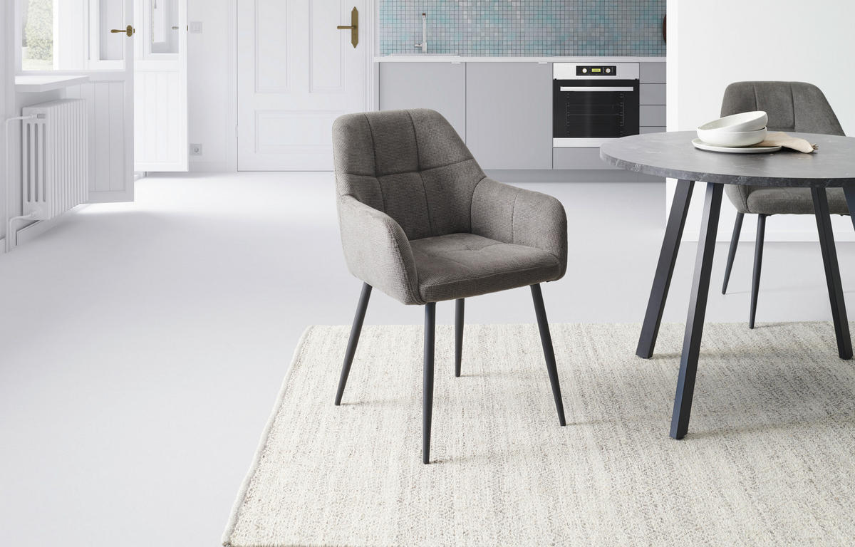 ŽIDLE S PODRUČKAMI, železo, tkaná látka, černá, tmavě šedá - černá/tmavě šedá, Konvenční, kov/textil (58/88/63cm) - MID.YOU