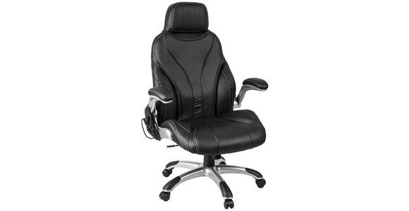 CHEFSESSEL in Lederlook Schwarz - Silberfarben/Schwarz, KONVENTIONELL, Textil/Metall (70/124(117)/76,5cm) - Cantus