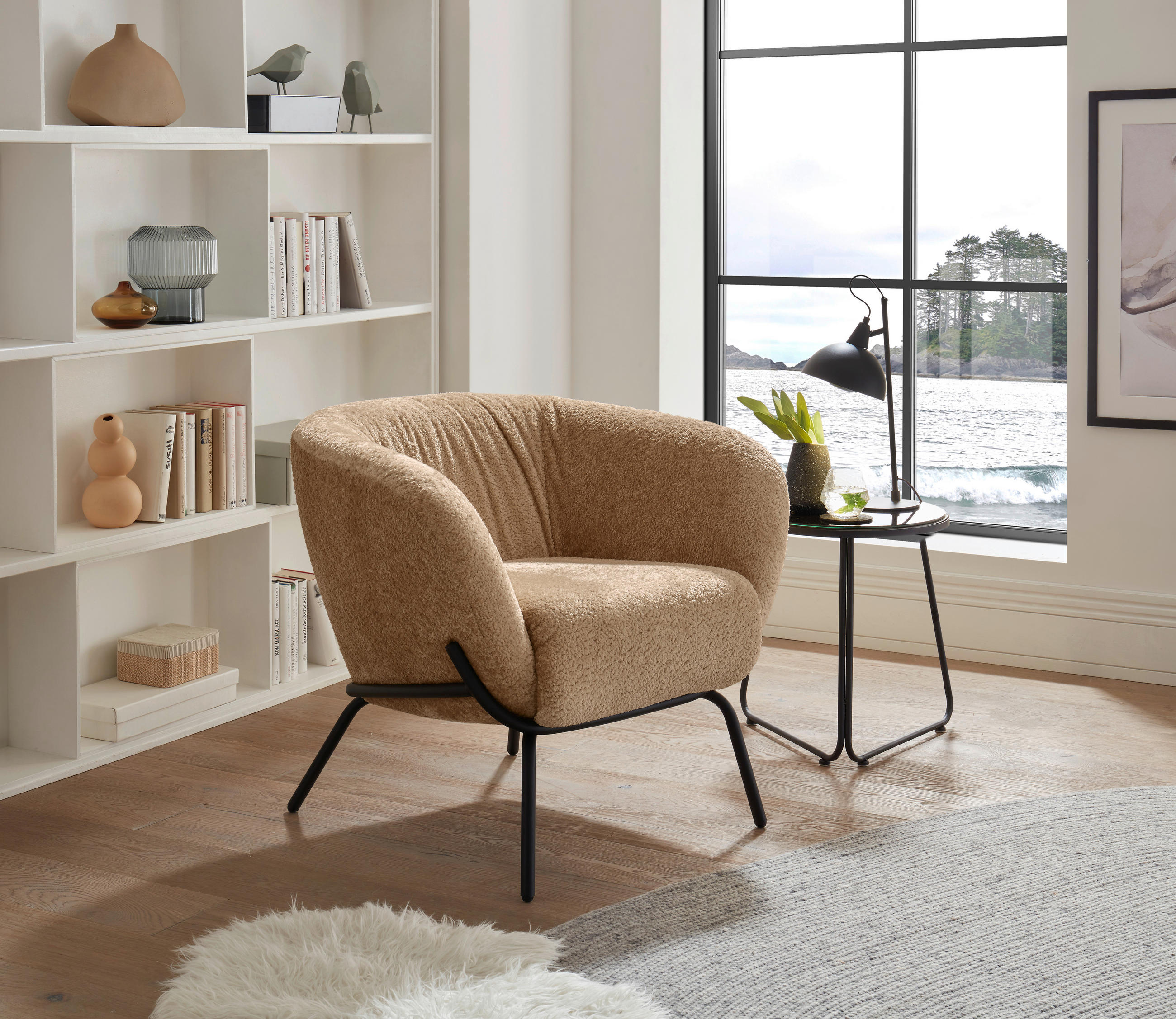 COCKTAILSESSEL Chenille Taupe, Schwarz    - Taupe/Schwarz, Design, Textil/Metall (79/71/74cm) - Lomoco