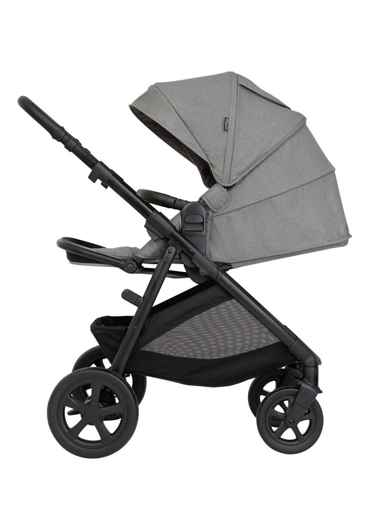 KINDERWAGENSET  Near2Me 3in1  Ash  - Schwarz/Grau, Basics, Kunststoff/Metall (62,7/120/95cm) - Graco