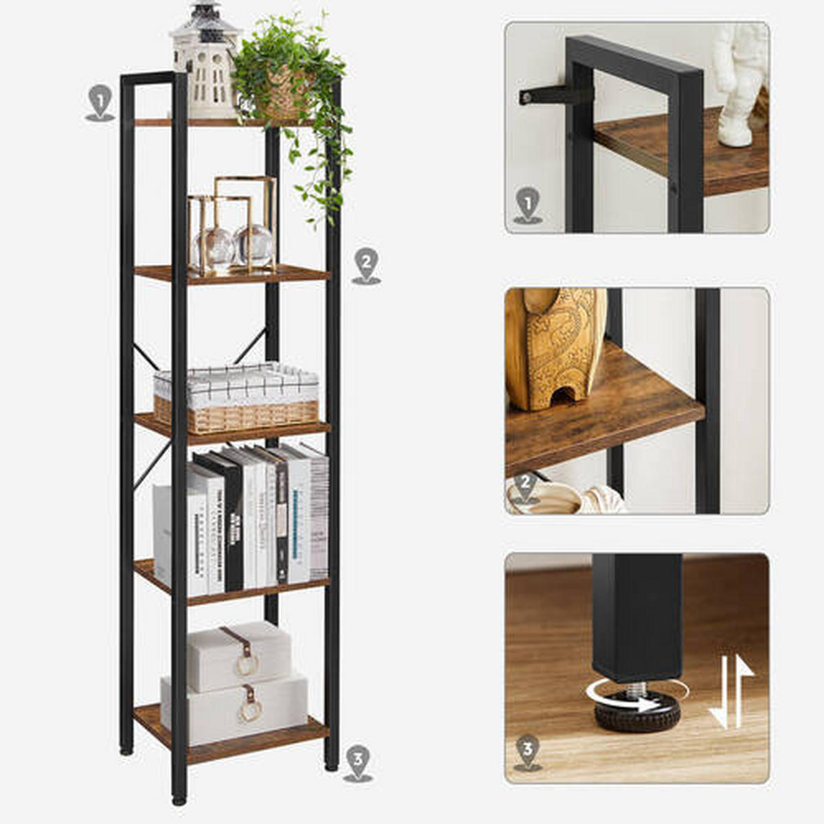 REGAL - Schwarz/Braun, Trend, Holzwerkstoff (39,6/154/30cm) - Boxxx