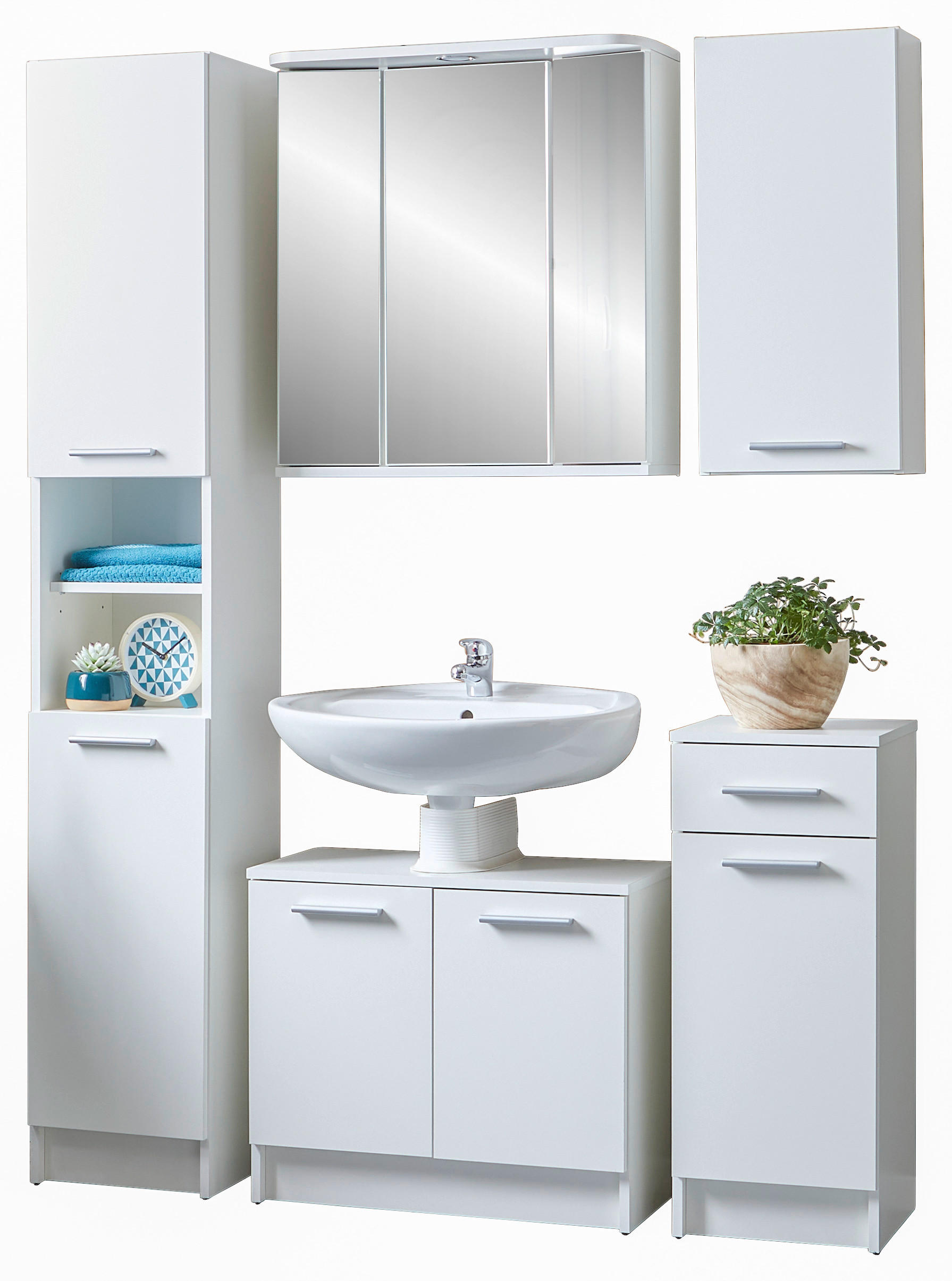 Badezimmer Verona Weiß Dekor B: 129,2 Cm