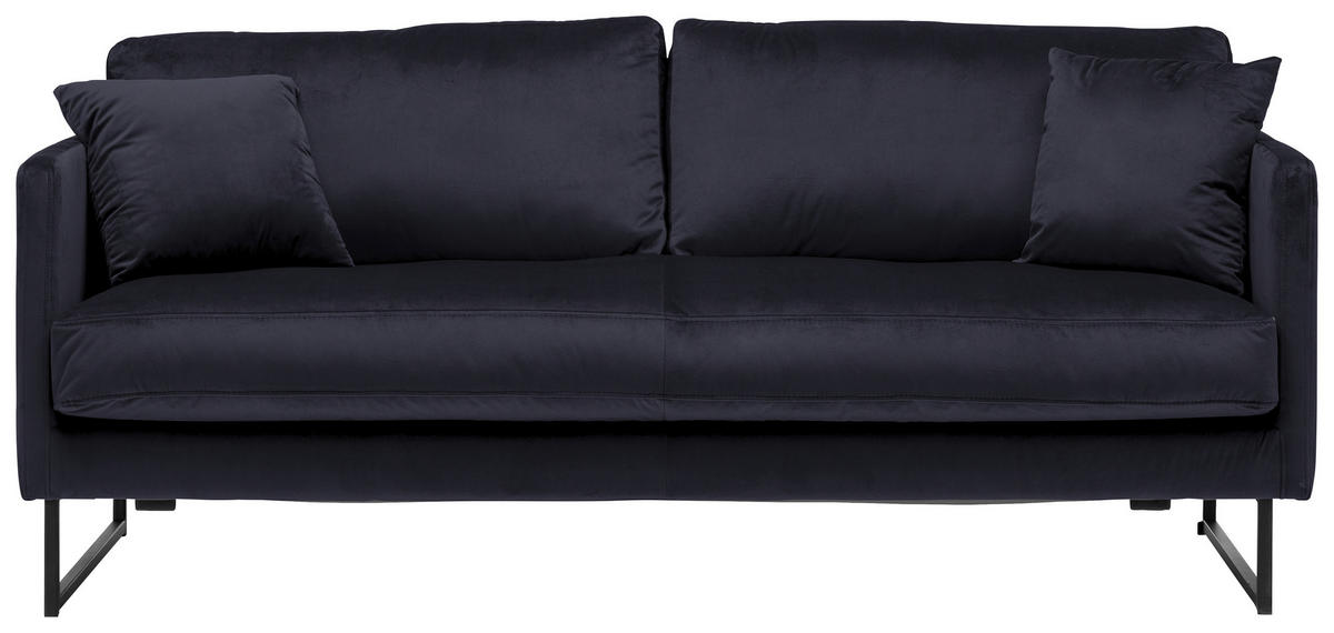 2,5-SITZER Samt Schwarz  - Schwarz, Design, Textil/Metall (180/78/84cm) - Carryhome