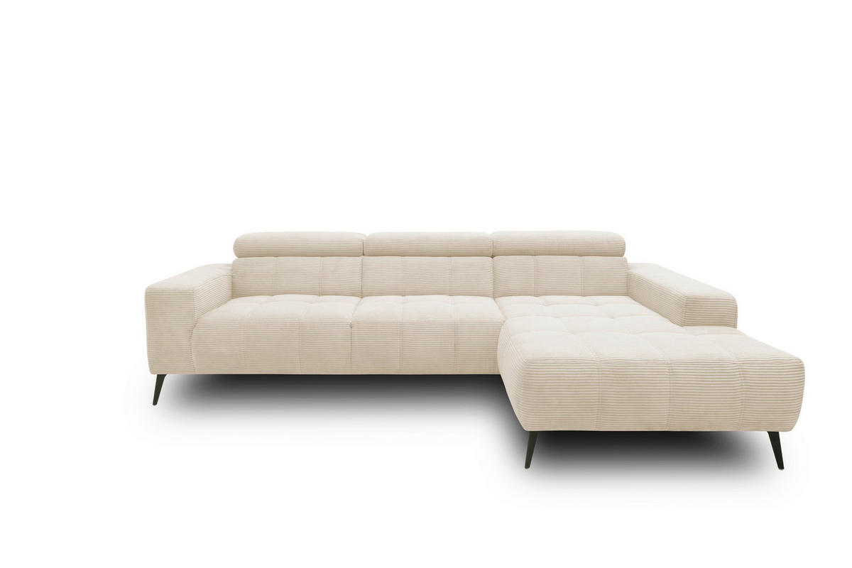ECKSOFA TRENTO Creme Mikrofaser  - Dunkelgrau/Creme, MODERN, Textil/Metall (287/175cm) - MID.YOU