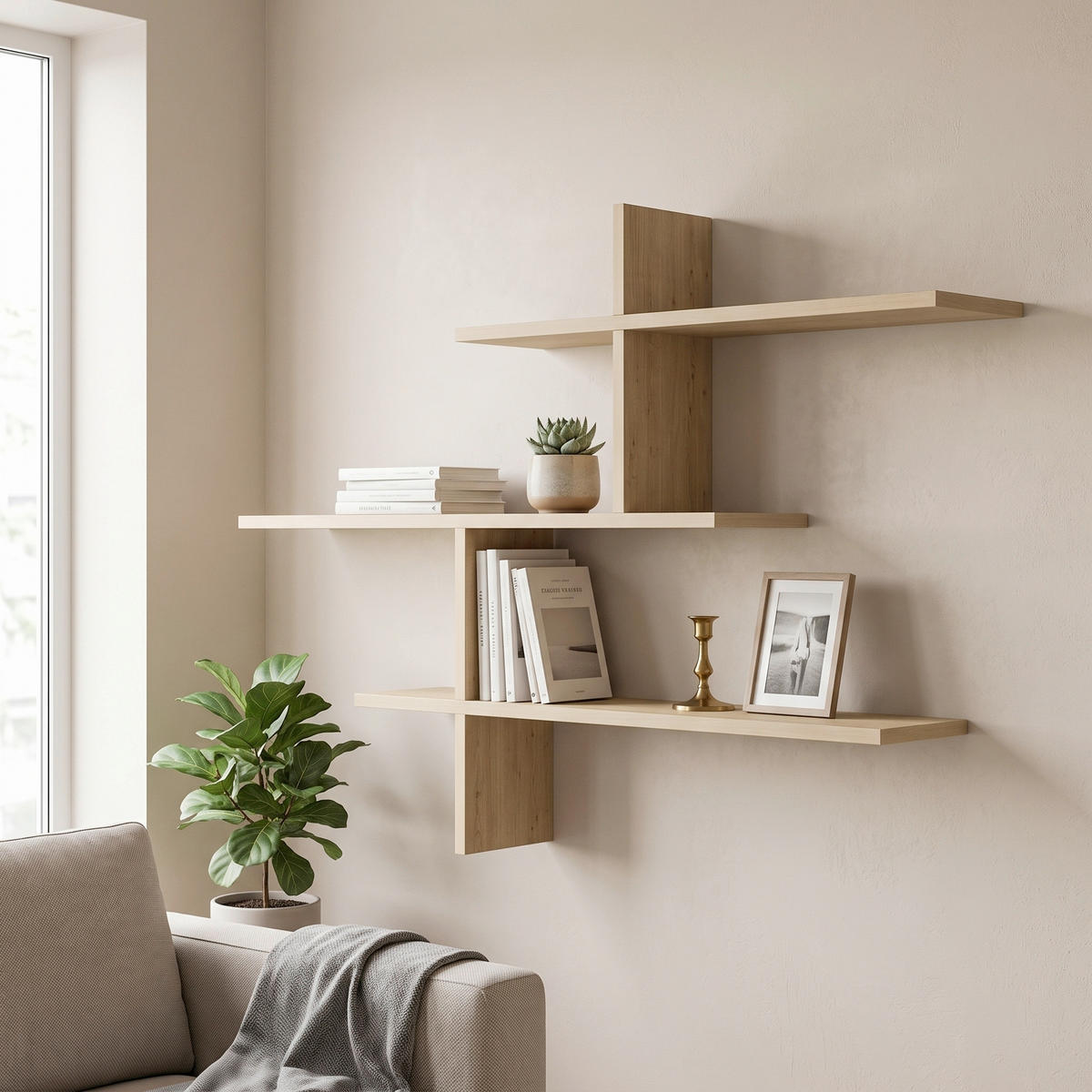 WANDREGAL  - Eichefarben, Design, Holzwerkstoff (123/81/22cm) - Livetastic