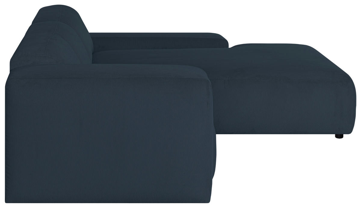 ECKSOFA HANNAH Blau Cord  - Blau/Schwarz, Design, Kunststoff/Textil (304/200cm) - MID.YOU