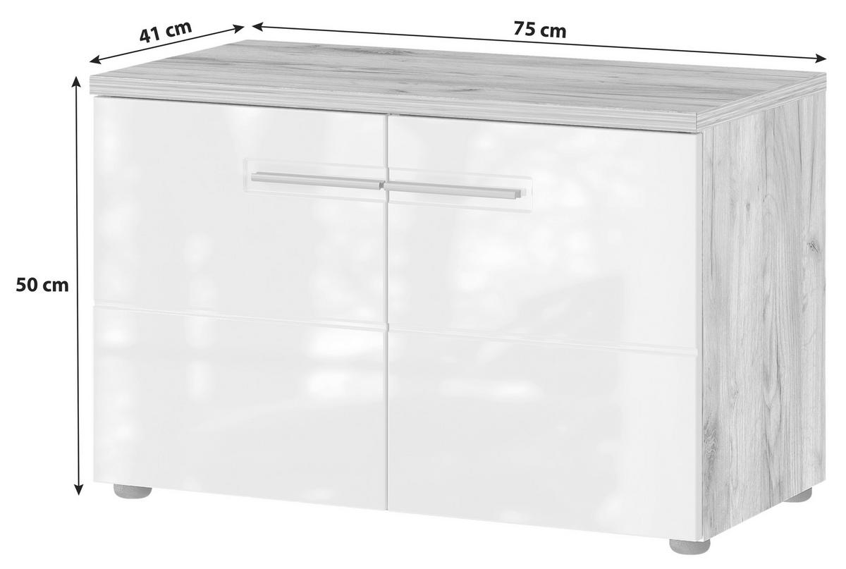 SCHUHBANK 75/50/41 cm  - Eichefarben/Silberfarben, MODERN, Holzwerkstoff/Metall (75/50/41cm) - Germania