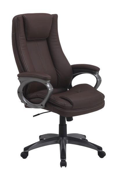 CHEFSESSEL Lederlook Braun  - Silberfarben/Schwarz, KONVENTIONELL, Kunststoff/Textil (64/113-121/74cm) - Hom`in