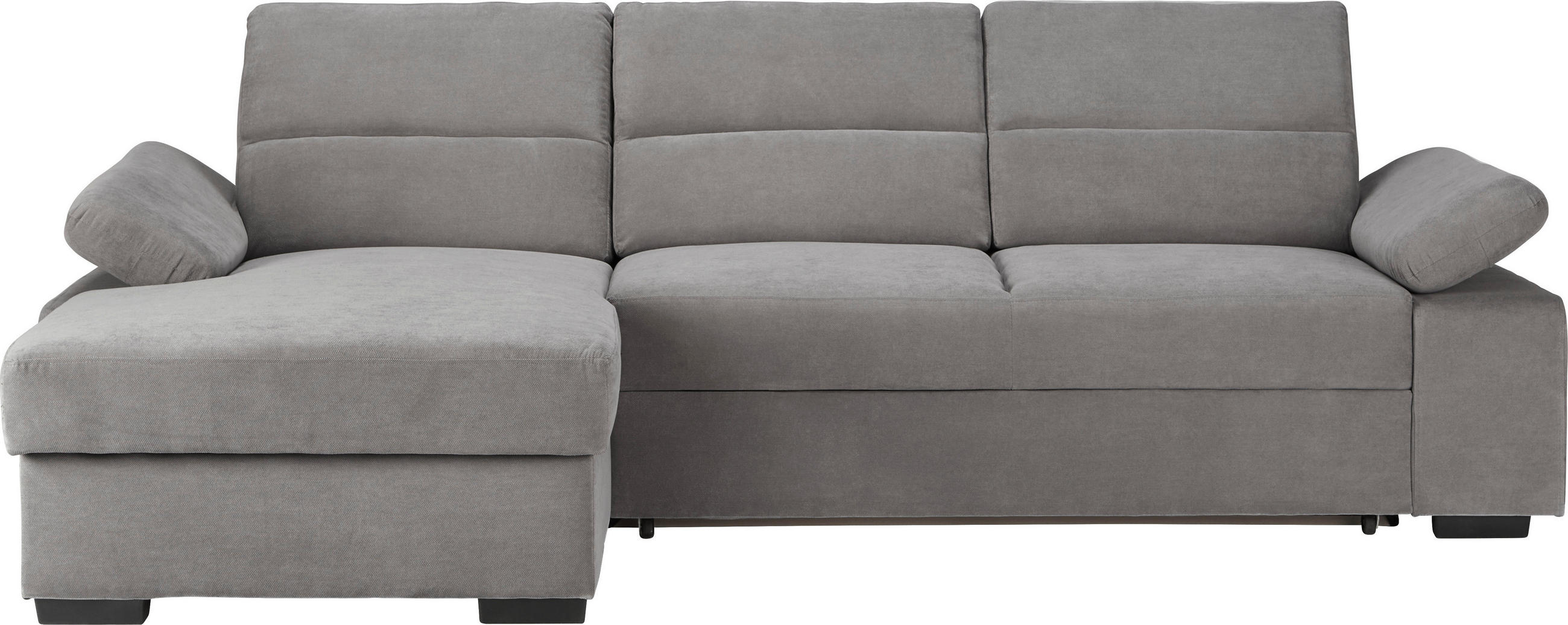 ECKSOFA in Flachgewebe Hellgrau  166/258 cm  - Dunkelbraun/Hellgrau, KONVENTIONELL, Kunststoff/Textil (166/258cm) - Cantus