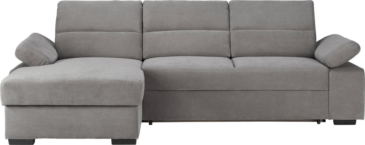ECKSOFA in Flachgewebe Hellgrau  166/258 cm  - Dunkelbraun/Hellgrau, KONVENTIONELL, Kunststoff/Textil (166/258cm) - Cantus