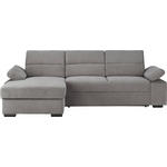 ECKSOFA in Flachgewebe Hellgrau  166/258 cm  - Dunkelbraun/Hellgrau, KONVENTIONELL, Kunststoff/Textil (166/258cm) - Cantus