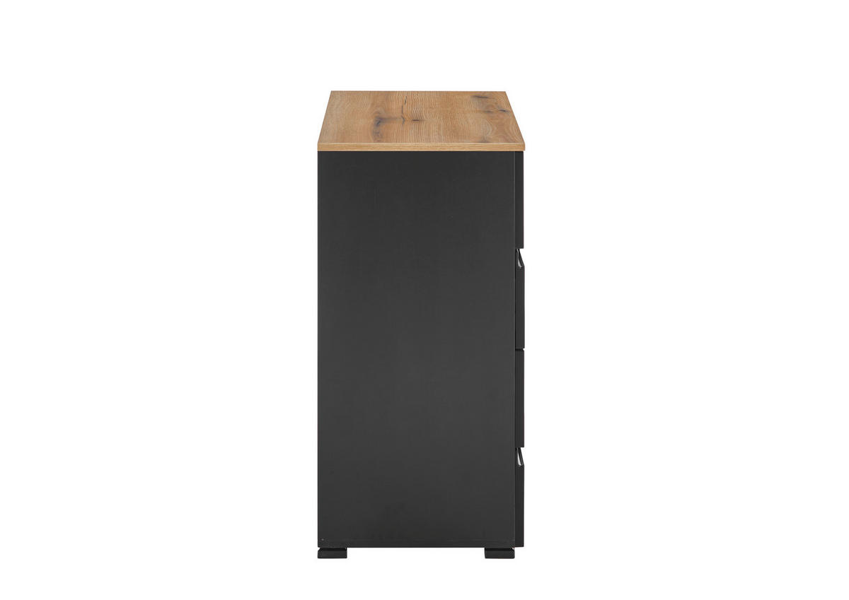 KOMMODE  in 100/80/40 cm  - Eichefarben/Schwarz, Design, Holzwerkstoff/Kunststoff (100/80/40cm) - home24