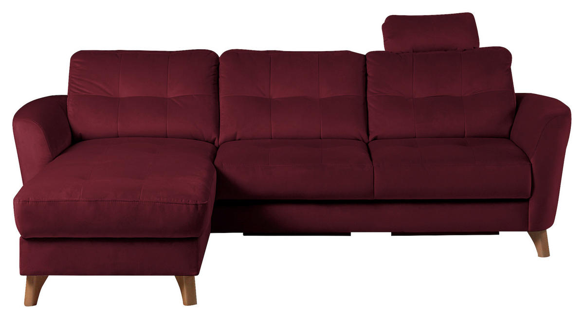 ECKSOFA Rot Samt  - Buchefarben/Rot, Design, Holz/Textil (168/238cm) - Livetastic