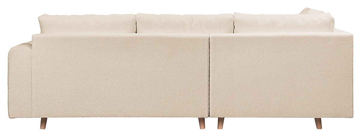 ECKSOFA inkl. Hocker Ariella Weiß Bouclé  - Naturfarben/Weiß, Design, Holz/Textil (161/231cm) - Livetastic