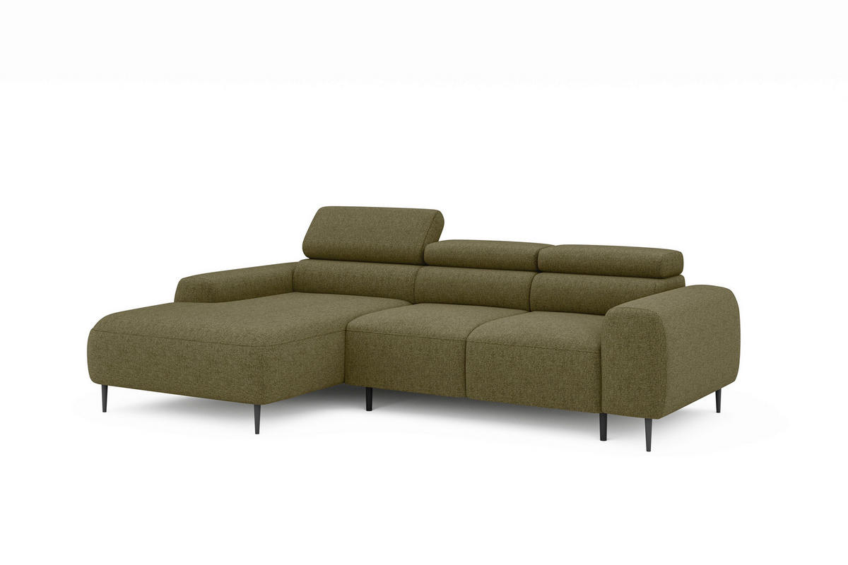 ECKSOFA Braun Struktur Rücken echt, Kopfteilverstellung, Sitztiefenverstellung  - Schwarz/Braun, MODERN, Textil/Metall (179/274cm) - Welnova