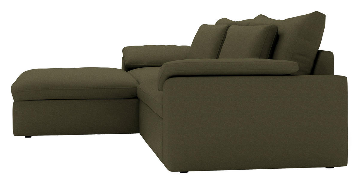 ECKSOFA  Chenille Grün  - Schwarz/Grün, Modern, Kunststoff/Textil (198/306cm) - Carryhome