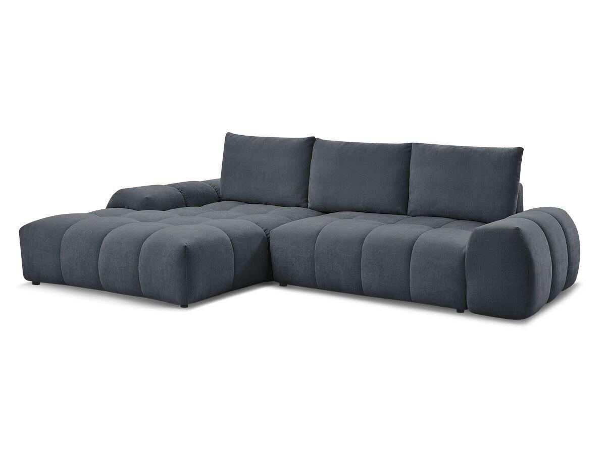 ECKSCHLAFSOFA EVEREST  mit Rücken echt, Armteil links, Armteil rechts Struktur Dunkelblau  - Schwarz/Dunkelblau, MODERN, Kunststoff/Textil (180/318cm) - Livetastic