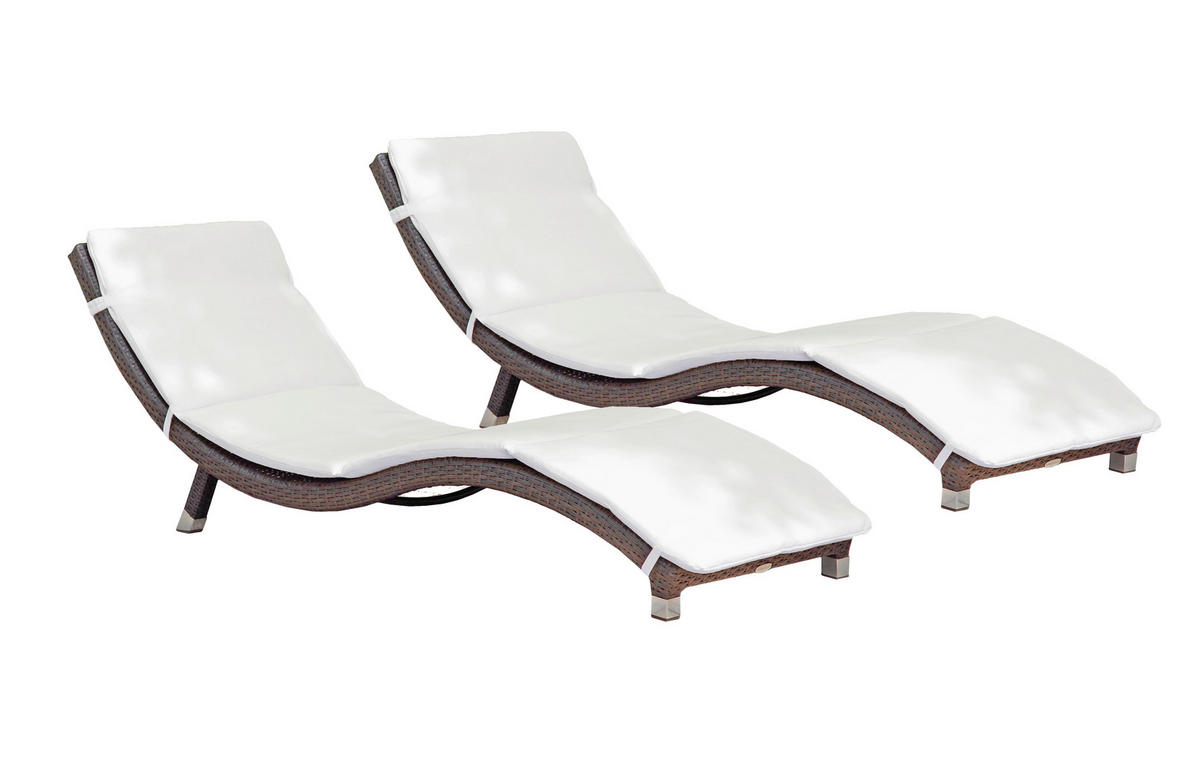 SONNENLIEGE 59/62/185 cm  - Creme/Hellgrau, MODERN, Kunststoff/Textil (59/62/185cm) - Gardenson