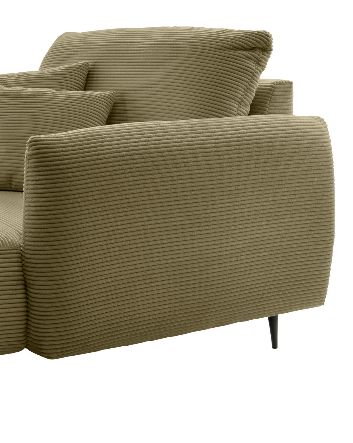 XXL-SESSEL in Cord Olivgrün  - Schwarz/Olivgrün, Design, Textil/Metall (112/95/158cm) - Livetastic