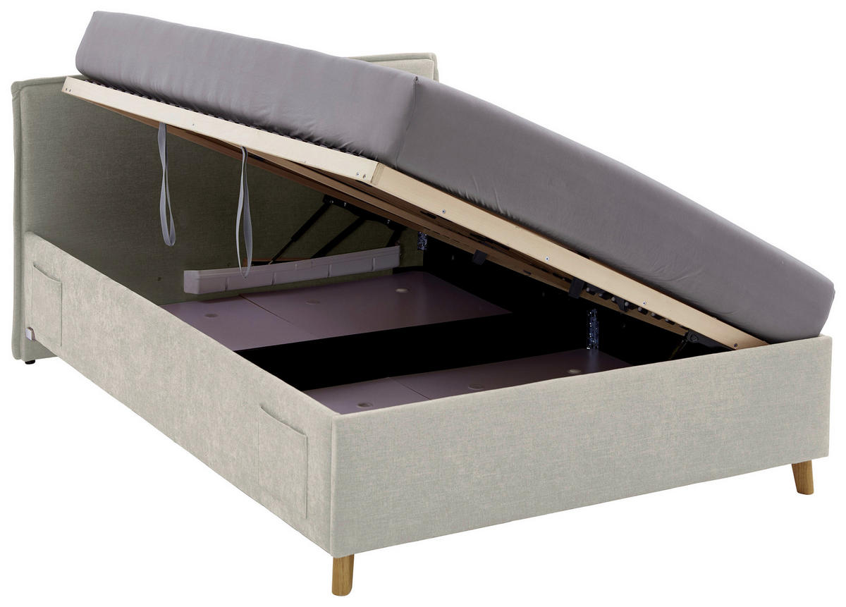 POLSTERBETT 120/200 cm  in Beige  - Eichefarben/Birkefarben, Konventionell, Holz/Textil (120/200cm) - home24
