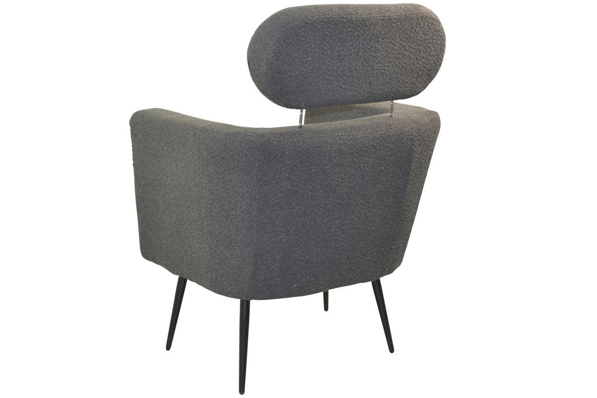 SESSEL Teddystoff Schwarz    - Schwarz, Design, Textil/Metall (67/72/95-103cm) - MID.YOU