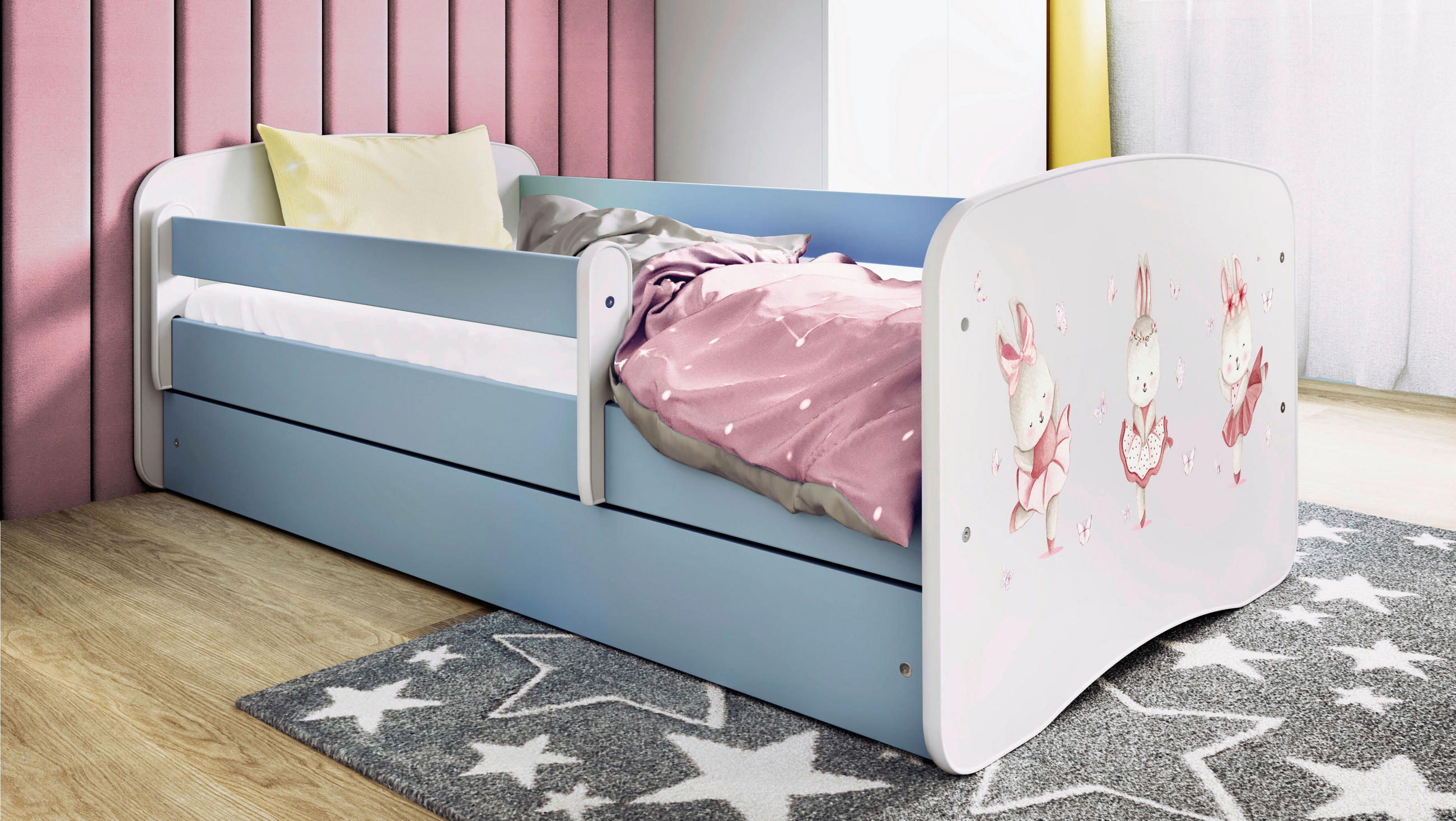 KINDER-/JUNIORBETT - Blau/Birkefarben, MODERN, Holz/Holzwerkstoff (80/160cm) - MID.YOU