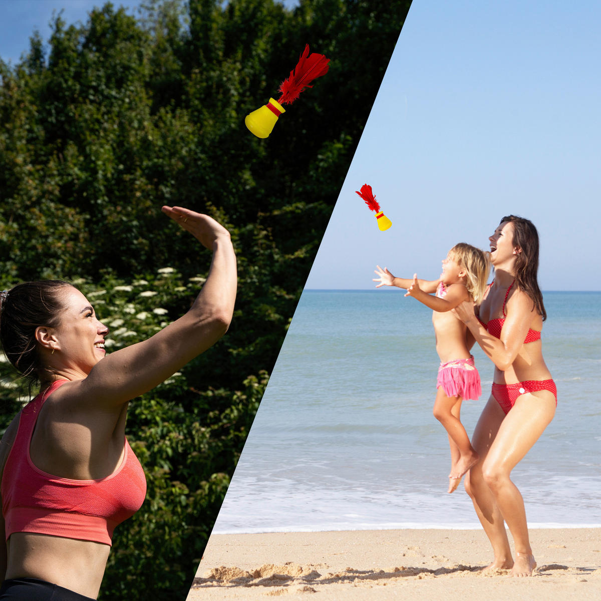 FEDERBALLSET  - Gelb/Rot, KONVENTIONELL, Kunststoff (9/9/24,5cm)