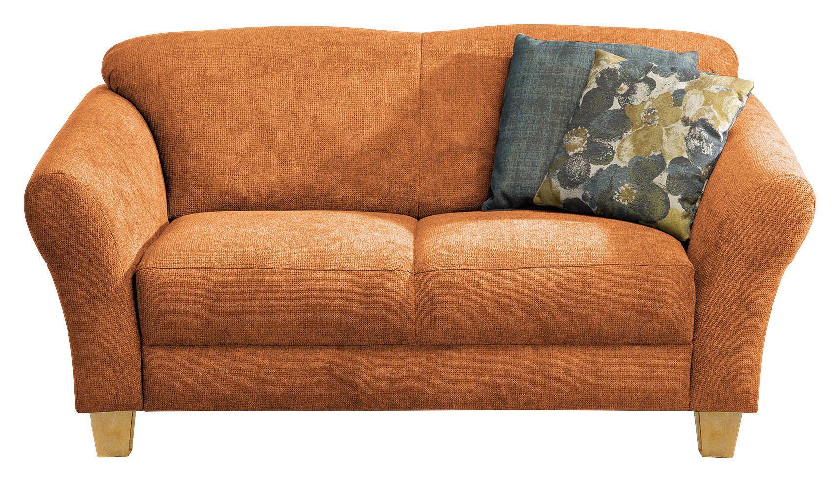 2-SITZER-SOFA Flachgewebe Terracotta  - Terracotta/Naturfarben, KONVENTIONELL, Holz/Textil (163/84/89cm) - Sit & More
