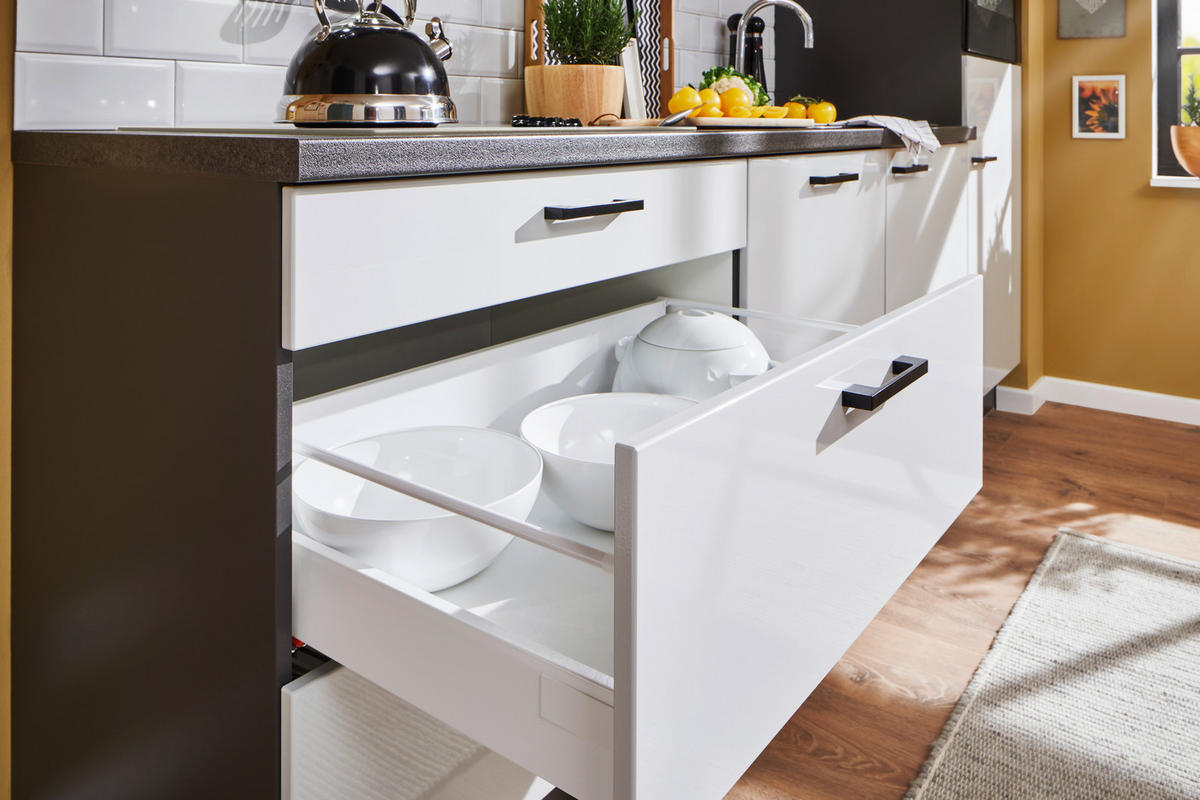 KÜCHENLEERBLOCK 260 cm   in Graphitfarben, Grau, Lavagrau  - Eichefarben/Lavagrau, Design, Holzwerkstoff/Metall (260cm) - Pino
